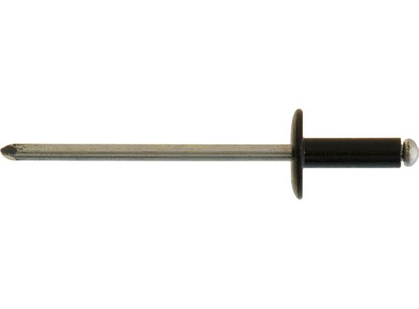Popnagler Alu sorte m/stor flange (100) 4,0 X 10mm