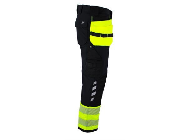 Bulldog stretchbukse, svart/gul, str. 48 Synlighet Kl. 1, ISO20471 