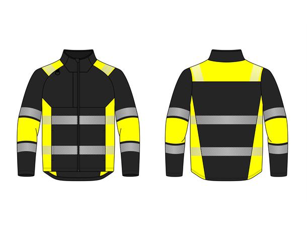 Jakke Stretch, synlighet, str. S ISO 20471 kl.2, Gul/Svart 