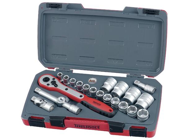 Pipenøkkelsett 1/2" 21 Deler T1221 12-kant Teng Tools