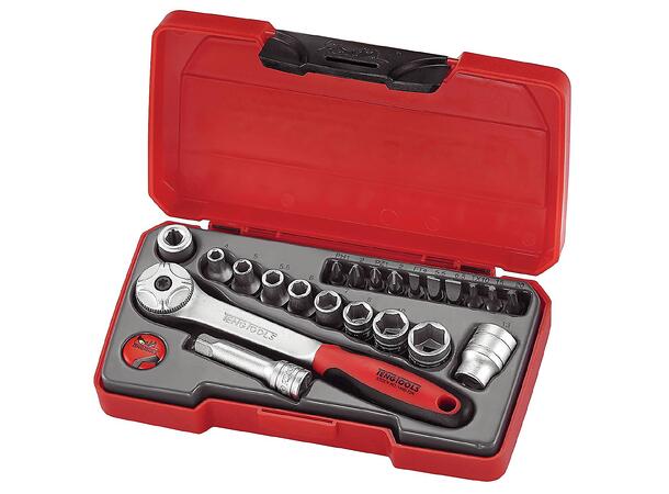 Pipenøkkelsett 1/4" 22 Deler Teng Tools T1422