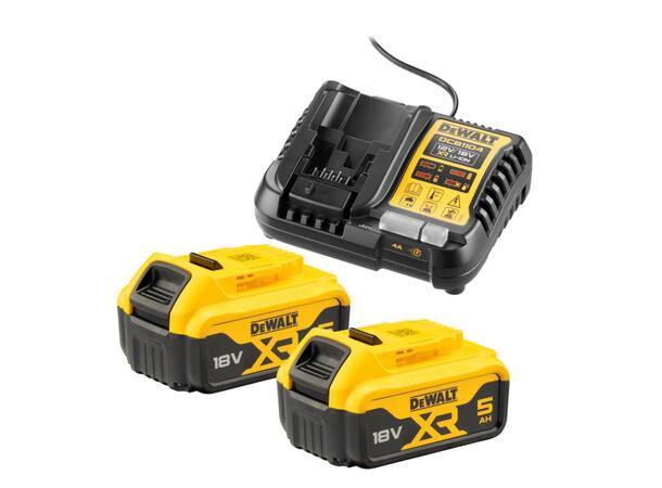 DeWalt Batteripakke 18V 2x5.0Ah, Lader DeWalt DCB1104P2-QW 