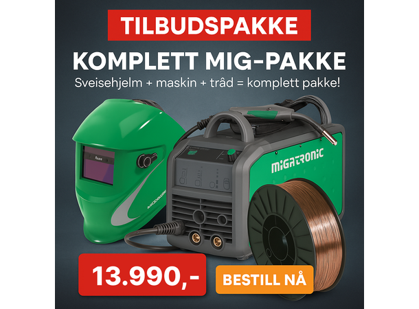 Migatronic Sveisepakke Rallymig 161 i Inkl. Migatronic Sveisemaske og 5kg Tråd