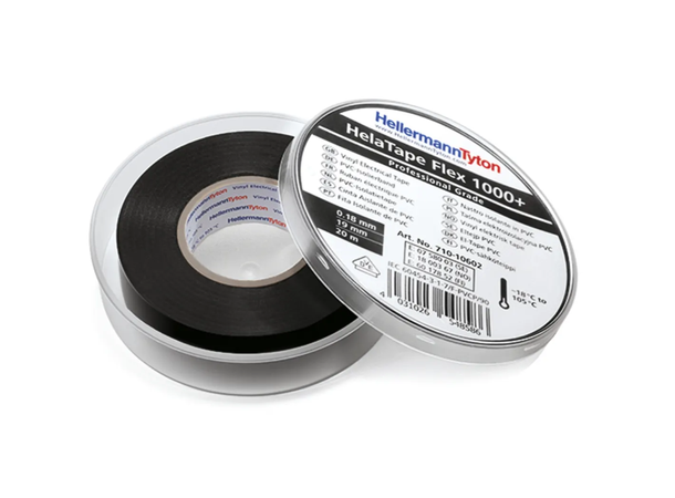 Tape Flex1000+ 19mm x 20 Meter Sort Allværstape Utendørs, HellermannTyton 