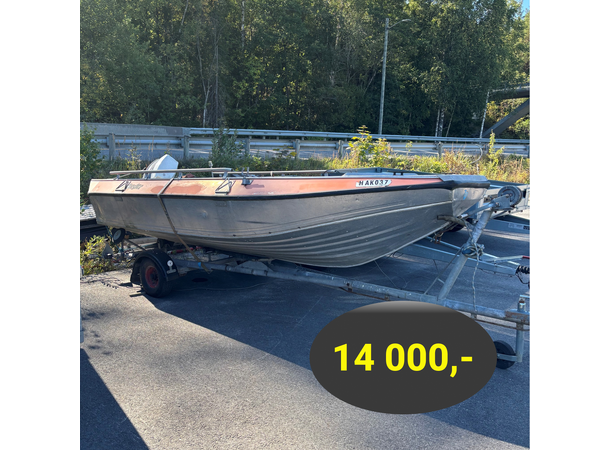 Buster Aluminiumsbåt inkl. Henger M/ Evinrude 25hk 