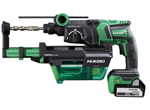 Kombihammer Dh18Dpc M/ Støvavsug og bat. Hikoki 18V 2Xbsl1850/Uc18Yfsl