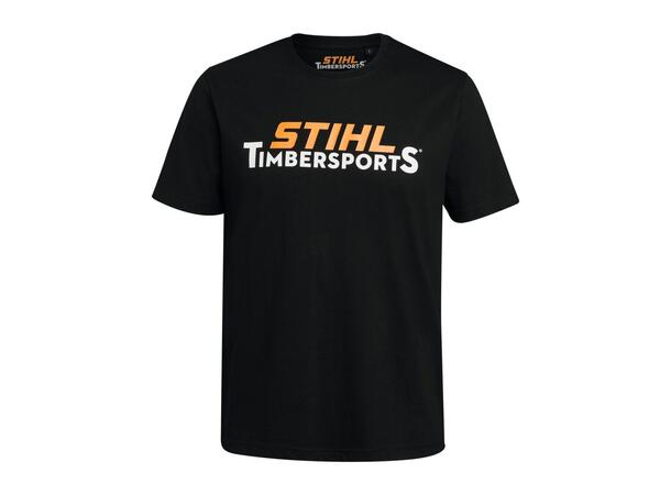 Stihl T-Skjorte Timbersports Sort, M Oransje Og Hvit Logo 