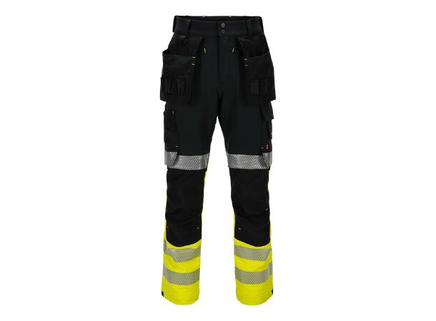 Dovre Stretchbukse Med Hengelommer Strakofa, Synligjet Kl. 1, Sort/Gul 