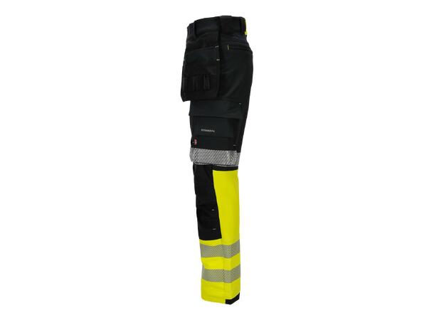 Dovre Stretchbukse Med Hengelommer Strakofa, Synligjet Kl. 1, Sort/Gul 