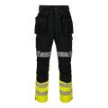 Dovre Stretchbukse Med Hengelommer, 54 Strakofa, Synligjet Kl. 1, Sort/Gul