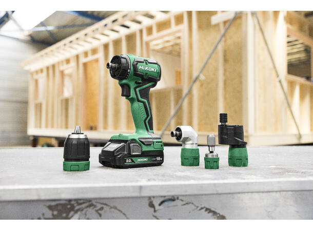 Hikoki Drill DS18DDQ Sett 2x2Ah Batterier, Lader Og Chucker 