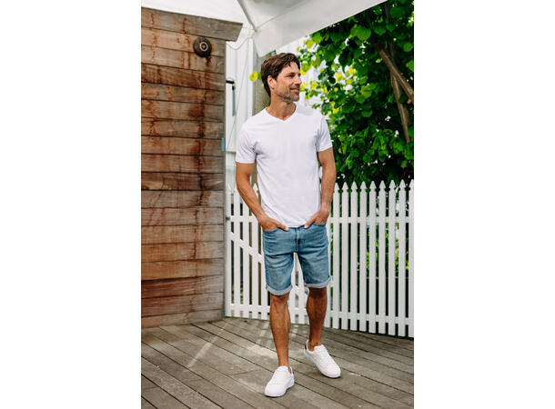 La Gomera Hvit Fashion t-shirt med v-hals til herre