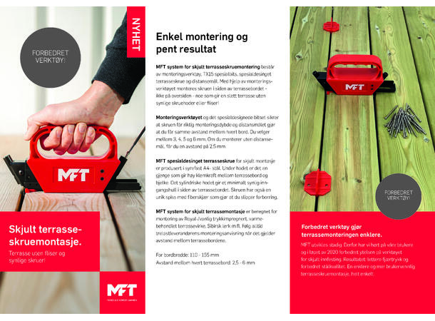 Pakke Skjult Terrasseskrue,1250stk A4 MFT, inkl. Spesialverktøy Og Systemboks 