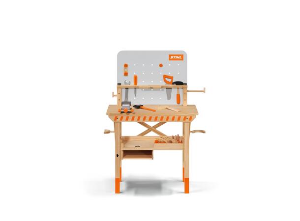 Stihl Arbeidsbenk For Barn Med Leketøy Produsert I Tre