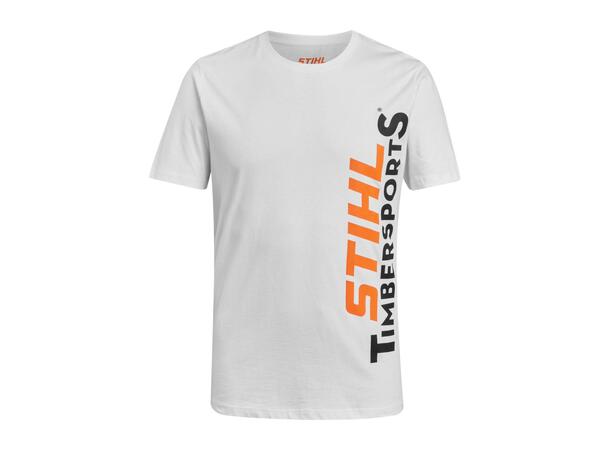 Stihl T-Skjorte Timbersports Hvit, XL Vertikal Logo 