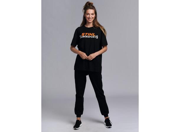 Stihl T-Skjorte Timbersports Sort, XL Oransje Og Hvit Logo 