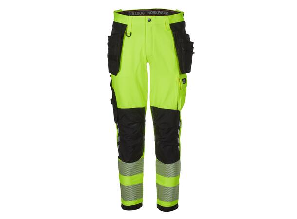 Bulldog Stretchbukse Håndverk, Gul/Svart Synlighet Kl. 2 
