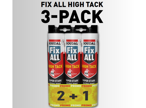 Soudal Fix All High Tack Hvit 3-Pack Hybridpolymer Tetningsmasse 3x290ml 