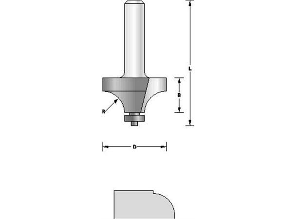 Avrundingsfres 19,1Mm M/Styrelager Hikoki 8Mm Tange Hardmetall